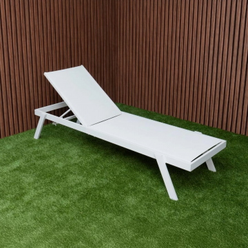 Ligbed Anzio Verstelbaar Wit Lounge Tuin Aluminium Stapelbaar - 103510W