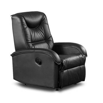 RelaxFauteuil XXL Jeff Zwart EcoLeer incl. handmatig Verstelbare Relaxfunctie