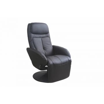 Relaxfauteuil Optima Zwart EcoLeer incl. handmatig Verstelbare Relaxfunctie