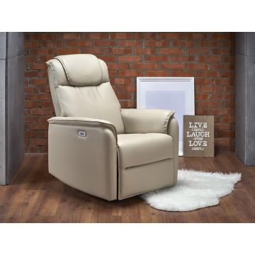 Relaxfauteuil Paradise EcoLeer Crème/Wit Elektrisch Verstelbaar en Schommelfunctie