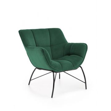 Moderne Fauteuil Belton Groen Fluwelen bekleding met Zwarte Poten