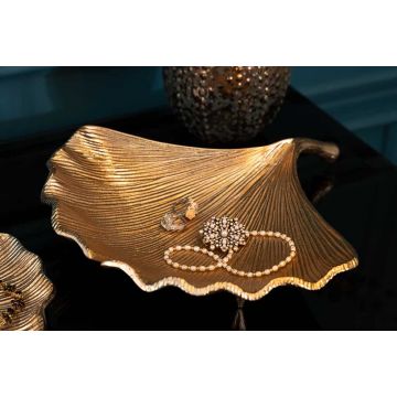 Decoratieve Schaal Ginko Goud Hangegemaakt Metaal 33cm - 41777