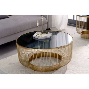 Salontafel Variation Goud Zwart 80cm Rond - 43233