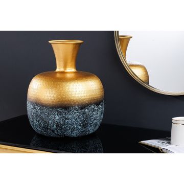 Handgemaakte Decoratieve Vaas Abstract Orient 40cm Goud Rond Metaal - 43511 