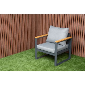 Loungestoel Cube Antraciet Diningchair Aluminium/Hout - 22381-2A