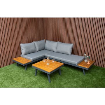 Loungeset Costa Hoekbank Verstelbaar Tuinset Aluminium/Hout - 82064