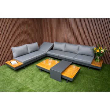 Loungeset Premium Emerald Hoekbank Verstelbaar Tuinset 6-persoons Aluminium/Hout - 91959