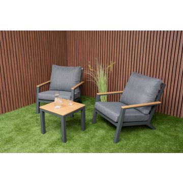 Bistro Balkon-set Capitol Lounge 2-stoelen & tafel Tuinset Antraciet/Hout - 19020