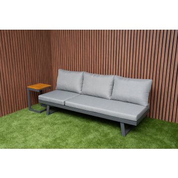 Tuinbank Mallorca Loungebank Verstelbaar met Tafeltje Aluminium/Hout - 5012