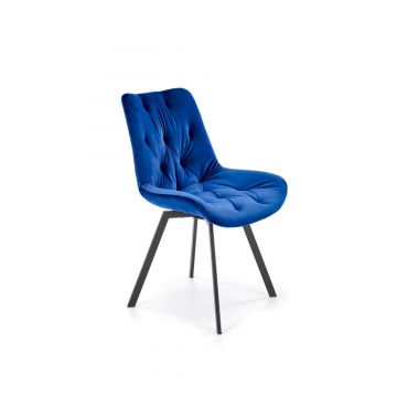 Draaibare Eetkamerstoel K519 Blauw Fluweel Metaal Frame