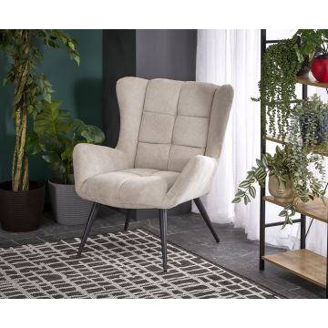 Moderne Fauteuil Byron Beige Stof Metaal Frame