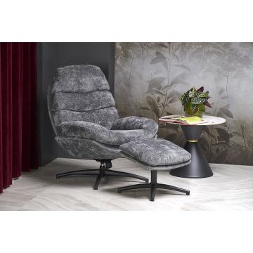 Moderne Lounge Fauteuil Dario Grijs Met Voetensteun