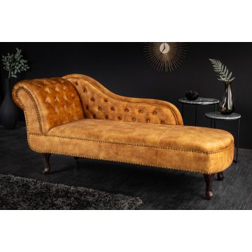 Chaise Longue Recamiere Chesterfield Mosterdgeel - 41252