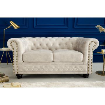 Bank 2-zits Chesterfield Champagne Fluweel - 42311