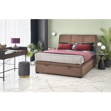 Bed Continental 2 Beige Fluweel 160x200cm Met Opbergruimte