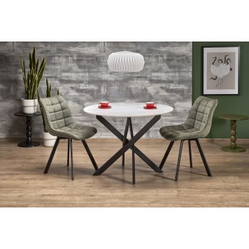 Ronde Eettafel Edgar 2 100cm Wit Marmer 4-Zits