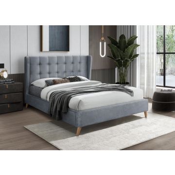 Bed Estella 160x200cm Grijs Fluweel 