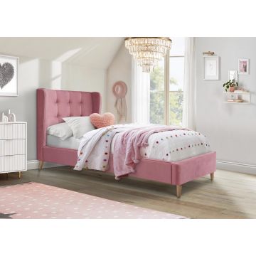 Bed Estella 90x200cm Roze Fluweel