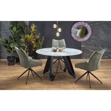 Eettafel Giovani 135cm Groen Marmer Metaal Frame