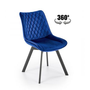 Draaibare Eetkamerstoel K520 Blauw Fluweel